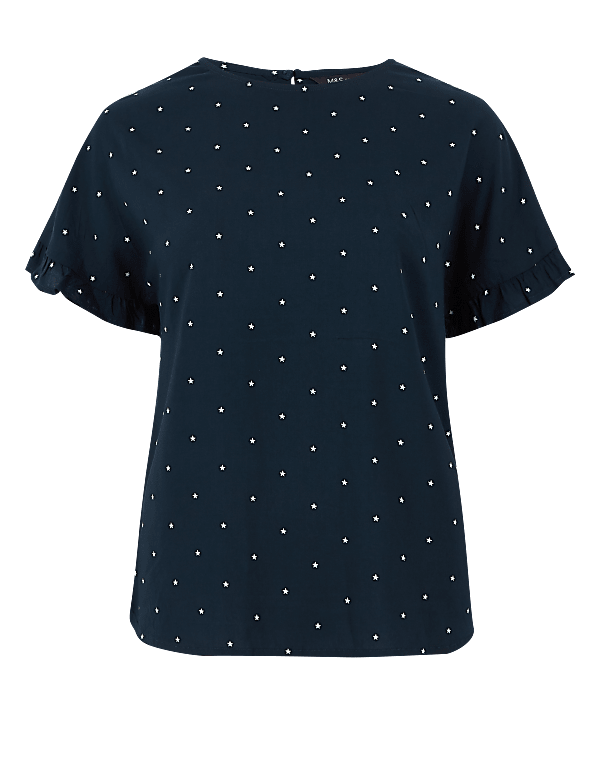 Printed Short Sleeve Blouse