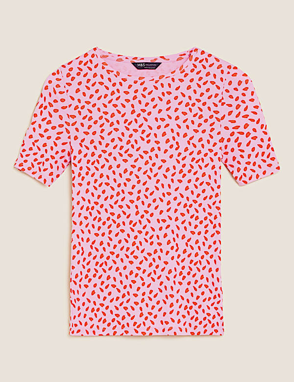 Atasan Setengah Lengan Katun Murni Bermotif - ID