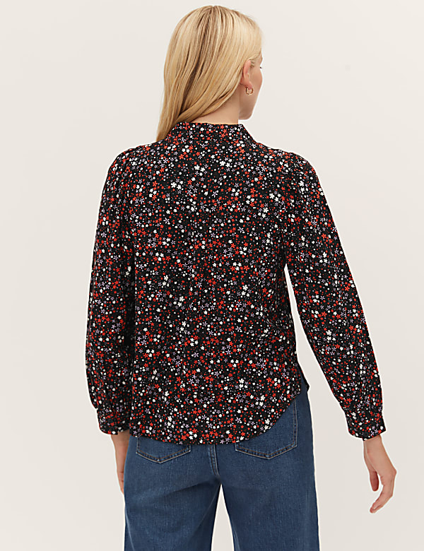 Cotton Blend Printed Long Sleeve Shirt