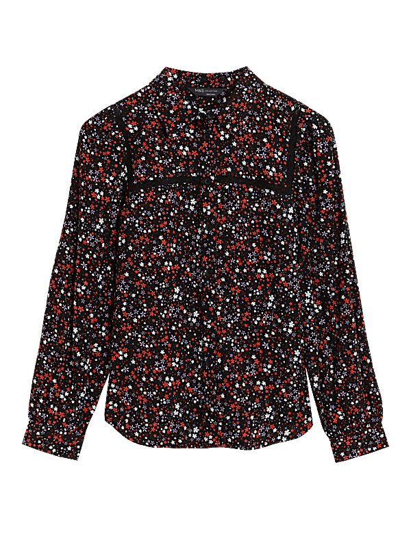 Cotton Blend Printed Long Sleeve Shirt