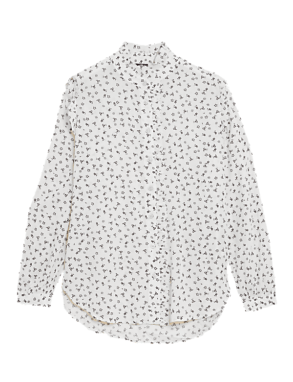 Printed High Neck Long Sleeve Blouse