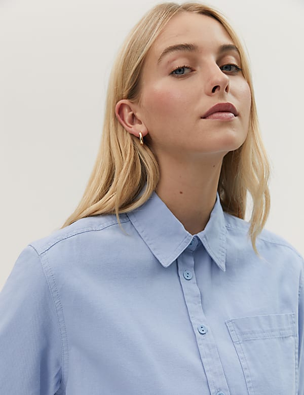 Pure Cotton Twill Collared Shirt