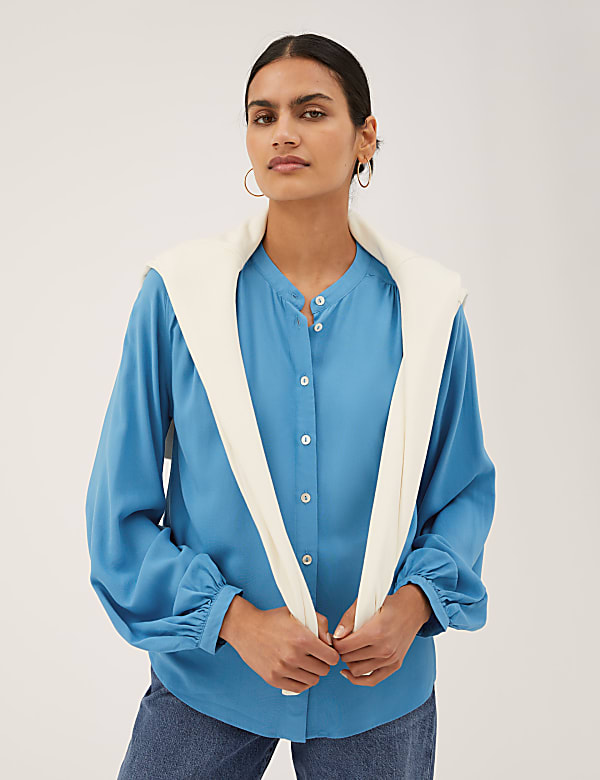 Round Neck Long Sleeve Blouse