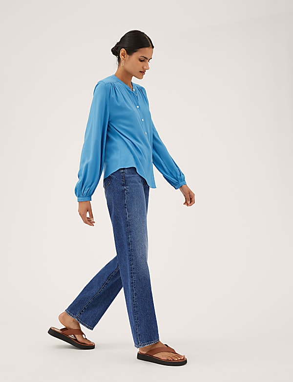 Round Neck Long Sleeve Blouse