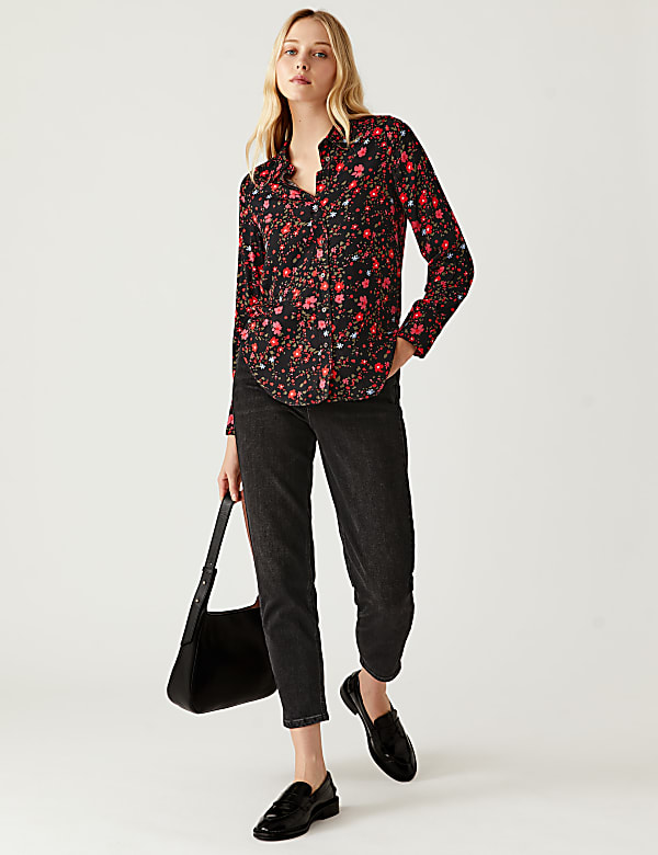 Printed Collared Long Sleeve Shirt