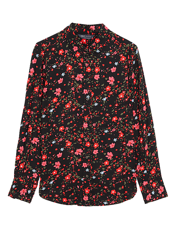 Printed Collared Long Sleeve Shirt