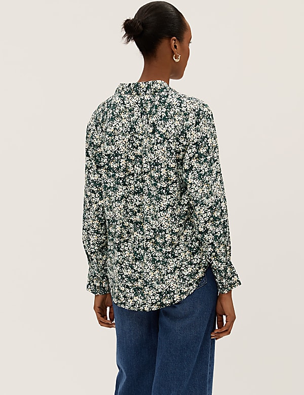 Printed Collared Long Sleeve Shirt