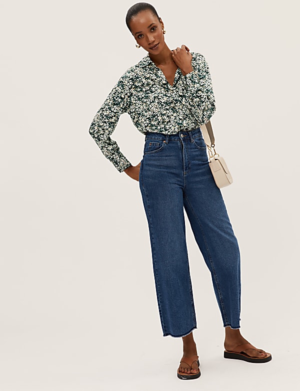Printed Collared Long Sleeve Shirt