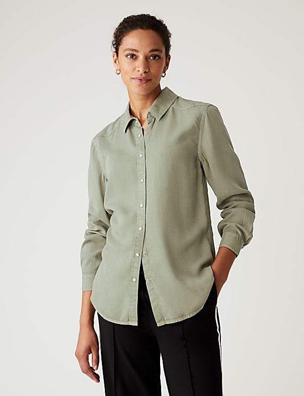 Pure Tencel™ Collared Long Sleeve Shirt