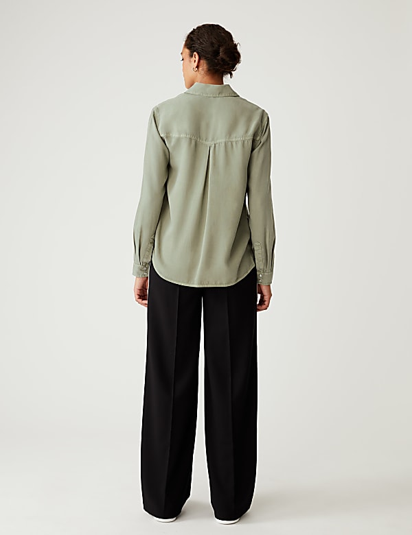 Buy Pure Tencel™ Collared Long Sleeve Shirt at Marks & Spencer