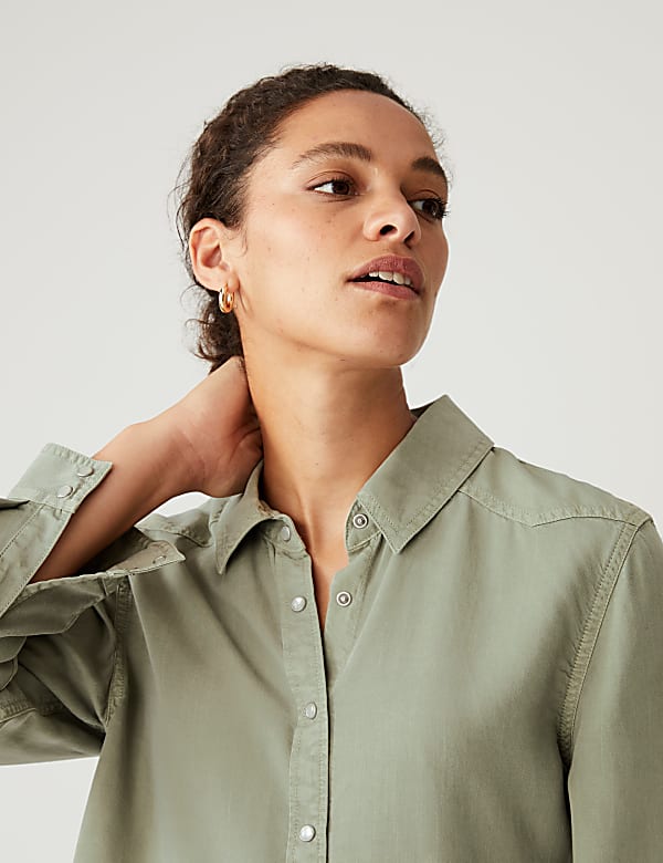Pure Tencel™ Collared Long Sleeve Shirt