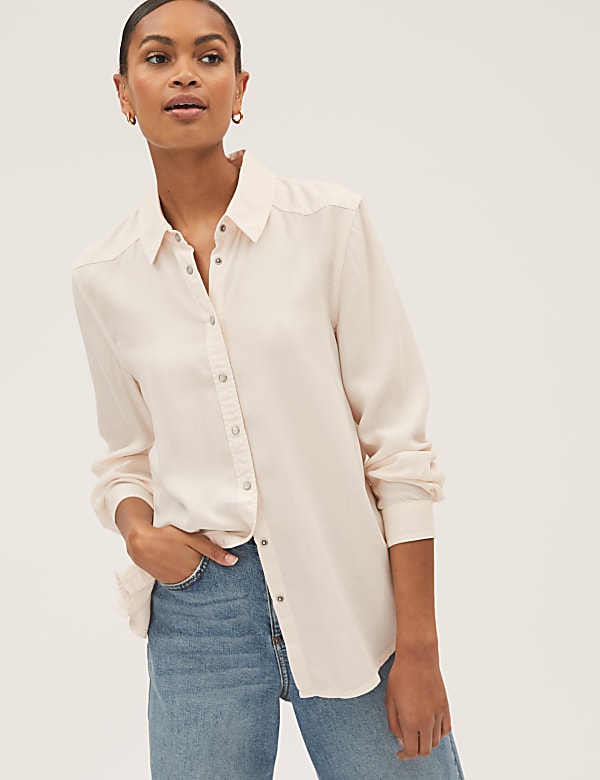 Pure Tencel™ Collared Long Sleeve Shirt