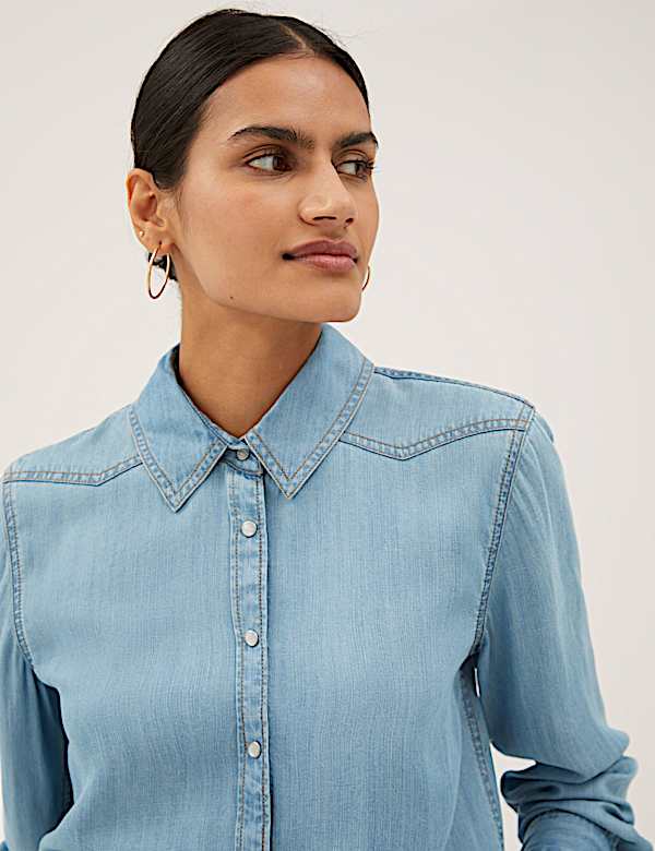 Pure Tencel&trade; Collared Long Sleeve Shirt