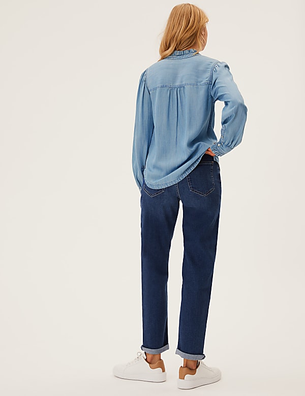 Tencel™ Denim High Neck Long Sleeve Shirt
