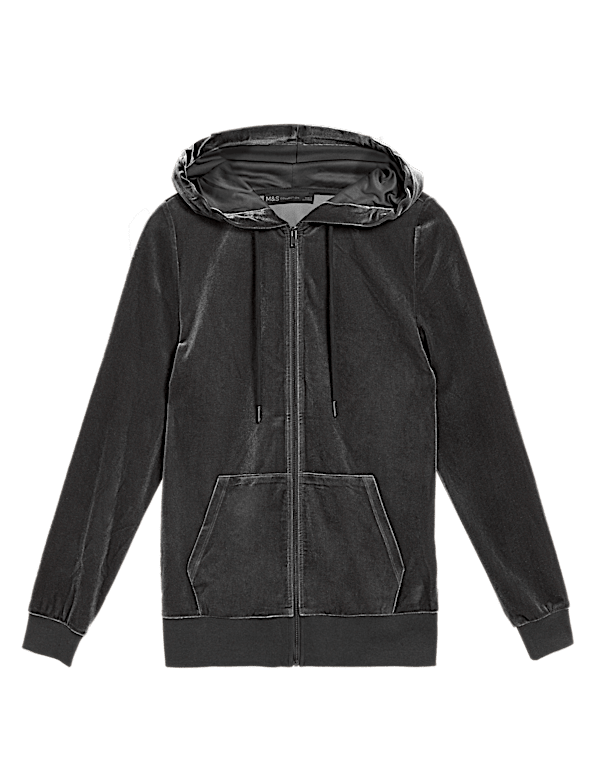 Velour Zip Up Hoodie