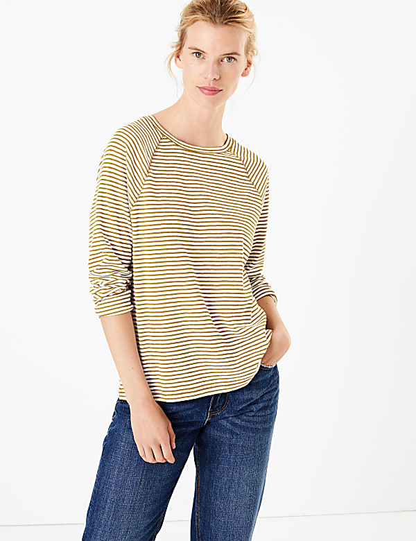 Cotton Rich Striped Regular Fit Top