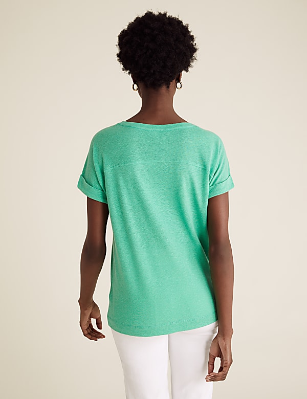 Linen Crew Neck Straight Fit T-Shirt