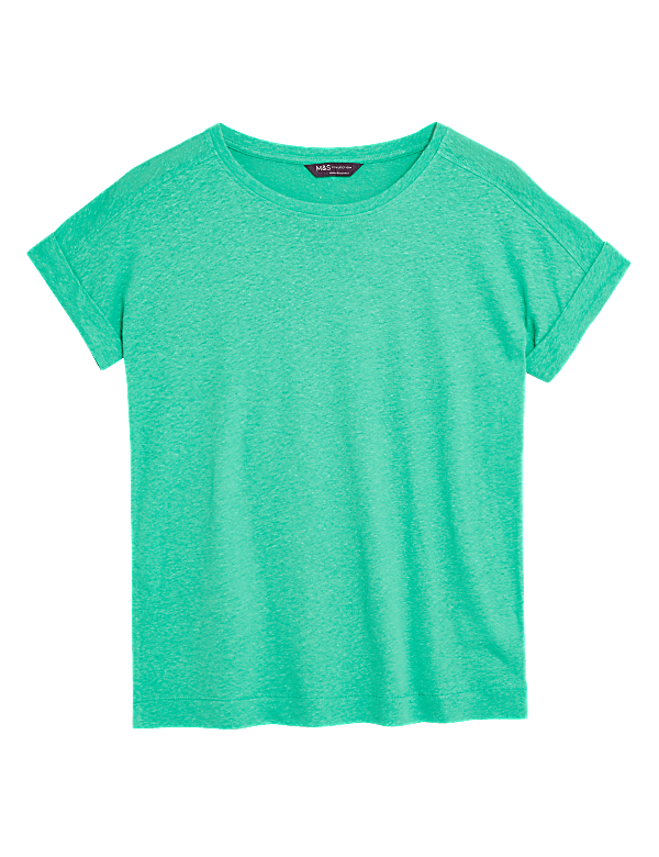 Linen Crew Neck Straight Fit T-Shirt