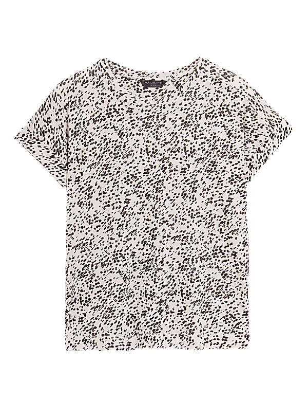 Linen Animal Print Crew Neck T-Shirt