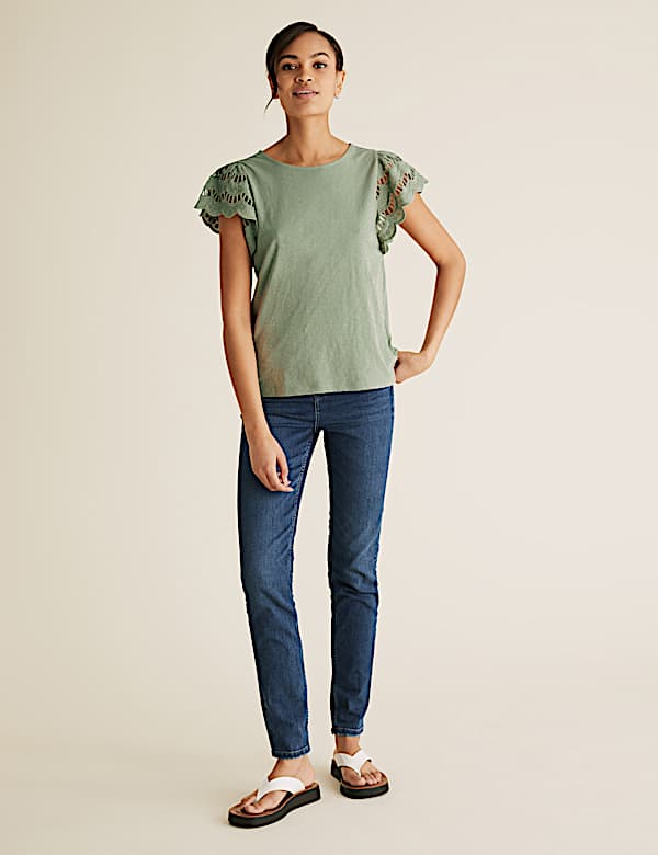 Pure Cotton Embroidered Vest Top