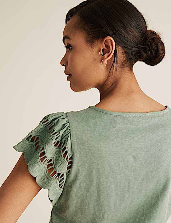 Pure Cotton Embroidered Vest Top