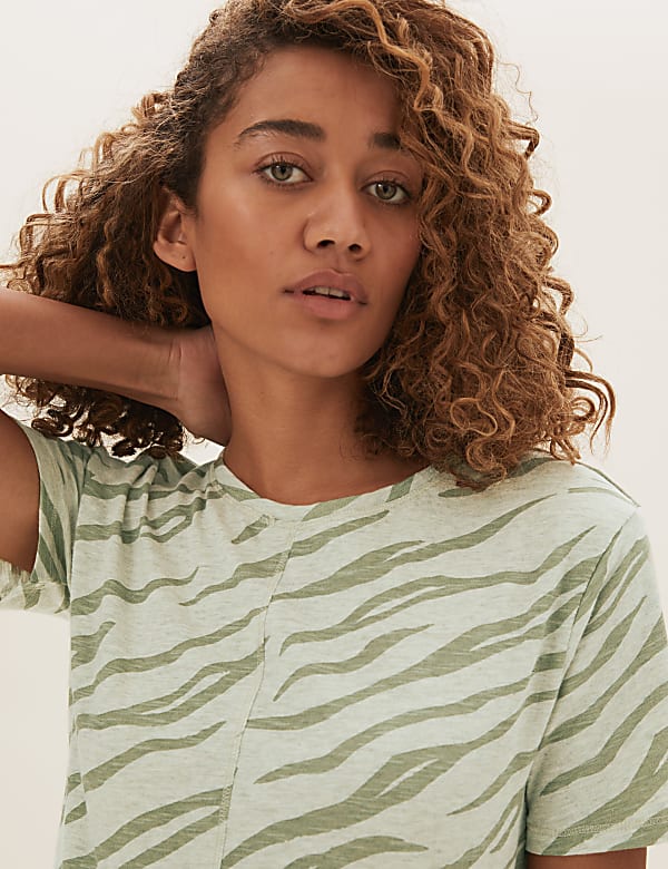 Pure Cotton Printed Longline T-Shirt