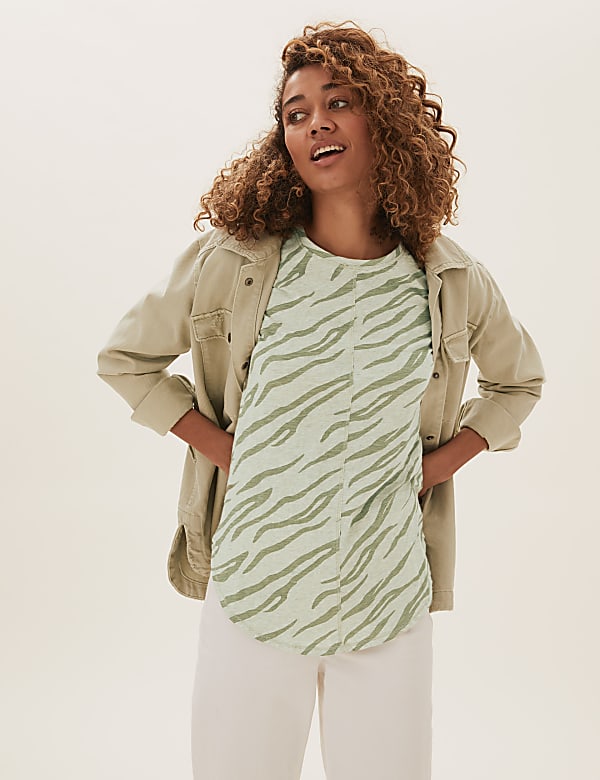 Pure Cotton Printed Longline T-Shirt