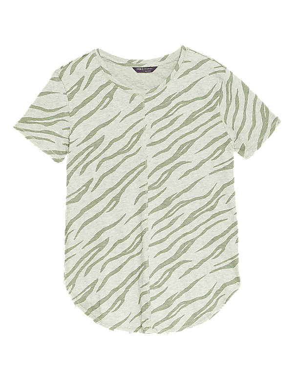 Pure Cotton Printed Longline T-Shirt