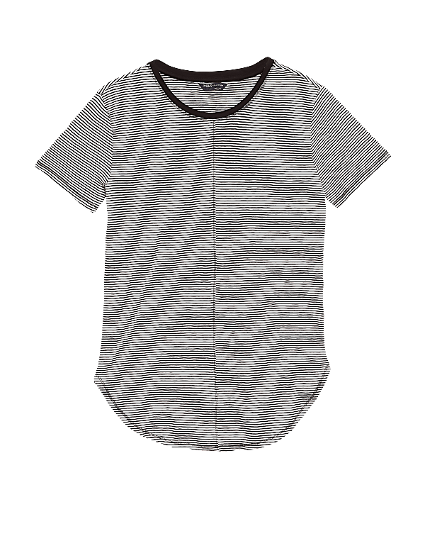 Pure Cotton Striped Longline T-Shirt