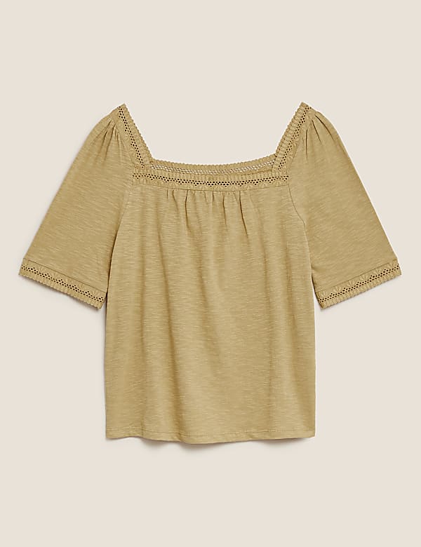Pure Cotton Embroidered Square Neck Top - ID