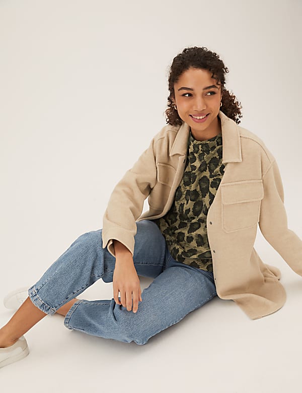 Pure Cotton Animal Print Long Sleeve Top