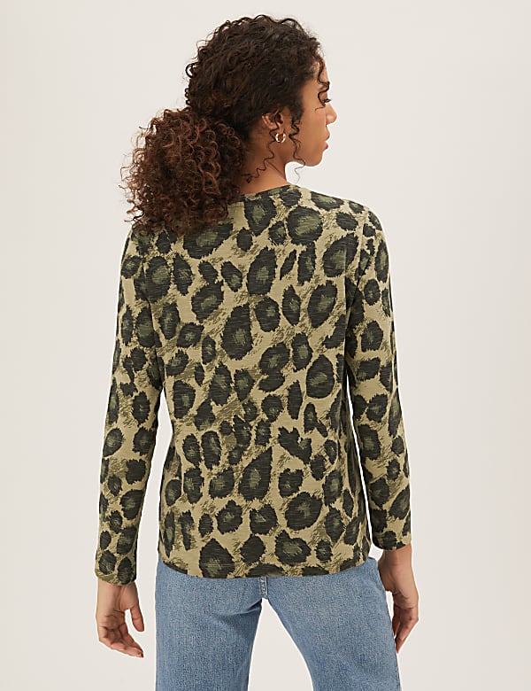 Pure Cotton Animal Print Long Sleeve Top