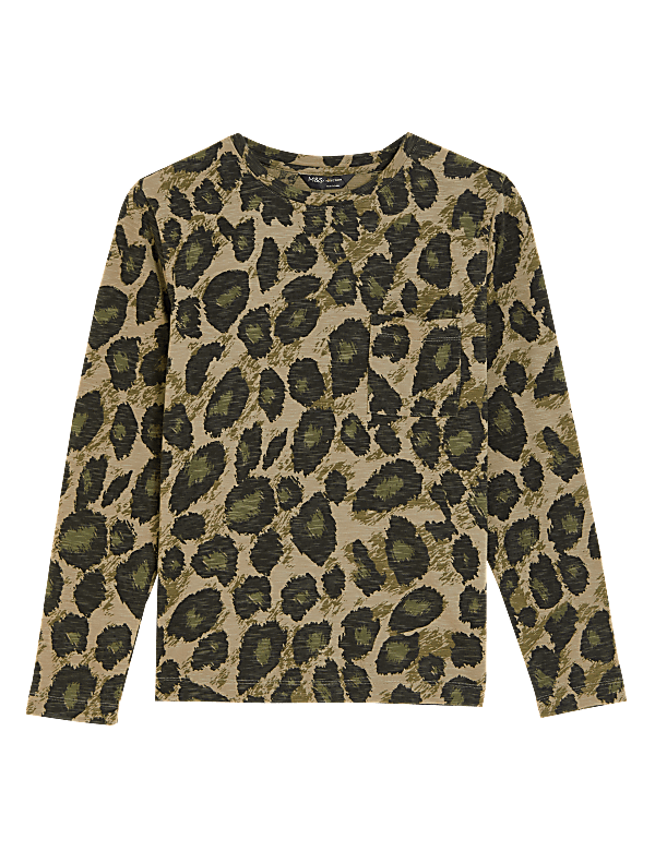 Pure Cotton Animal Print Long Sleeve Top