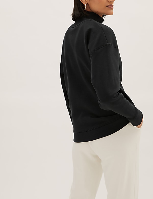 Cotton Rich High Neck Relaxed Sweatshirt