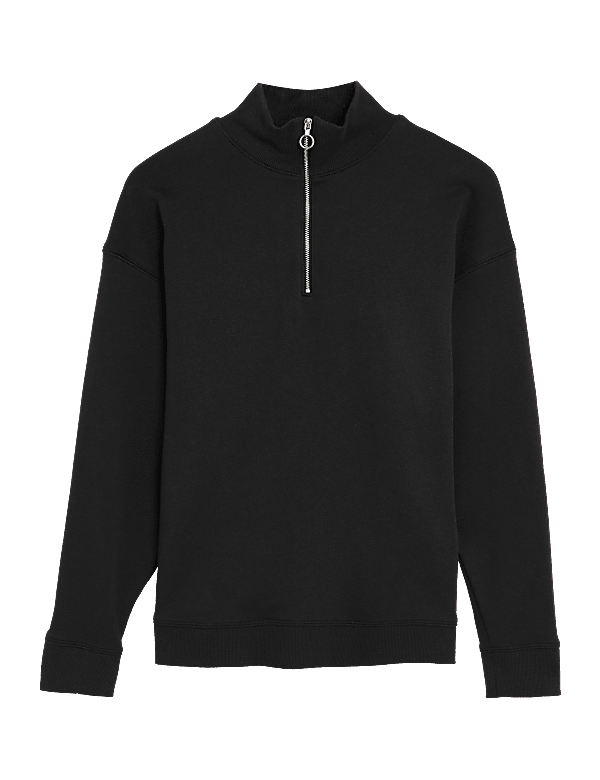 Cotton Rich High Neck Relaxed Sweatshirt