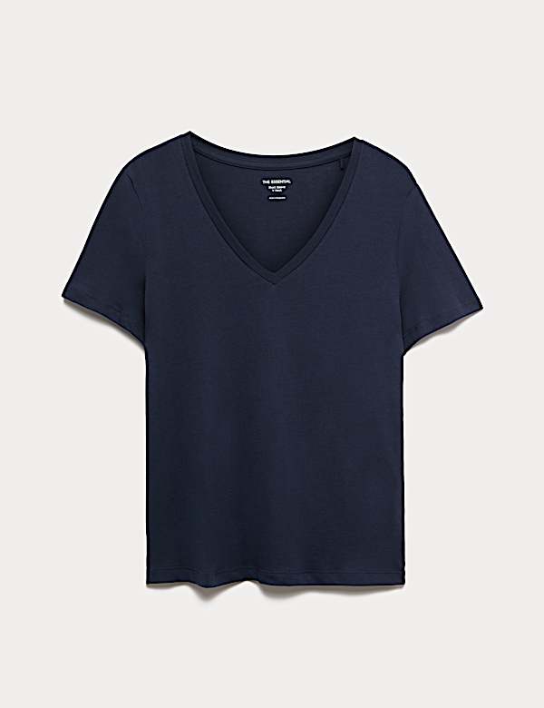 Camiseta b&aacute;sica 100% algod&oacute;n de escote en pico - US