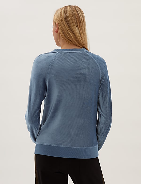 Velvet Crew Neck Long Sleeve Sweatshirt
