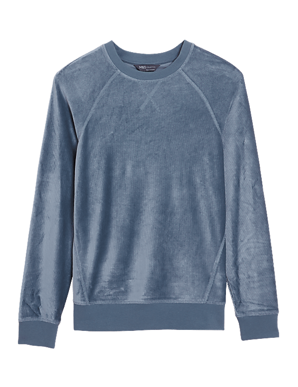Velvet Crew Neck Long Sleeve Sweatshirt