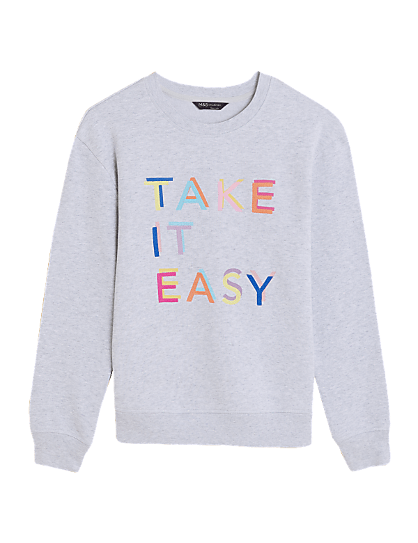 Cotton Rich Slogan Crew Neck Sweatshirt