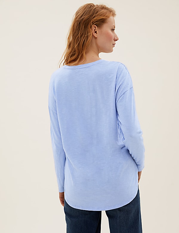 Pure Cotton Long Sleeve Longline Top