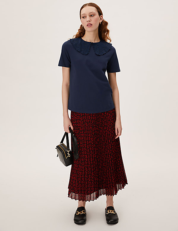 Pure Cotton Plain Peter Pan Collar Top