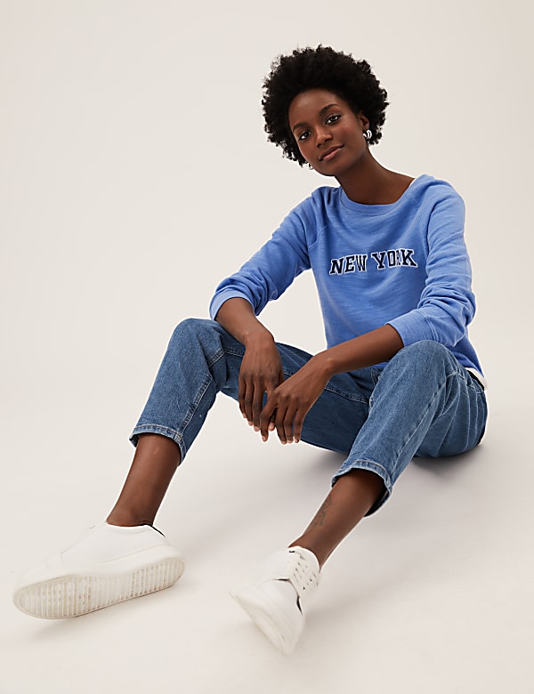 Pure Cotton Slogan Long Sleeve Sweatshirt