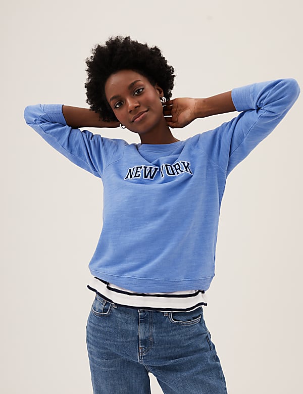 Pure Cotton Slogan Long Sleeve Sweatshirt