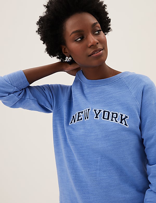 Pure Cotton Slogan Long Sleeve Sweatshirt