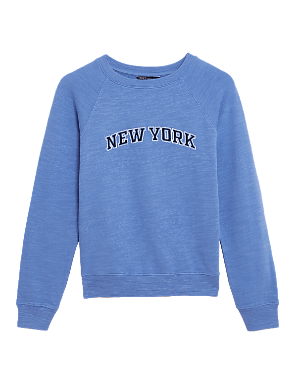 Pure Cotton Slogan Long Sleeve Sweatshirt