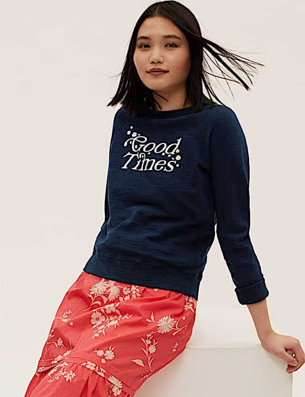 Pure Cotton Slogan Long Sleeve Sweatshirt