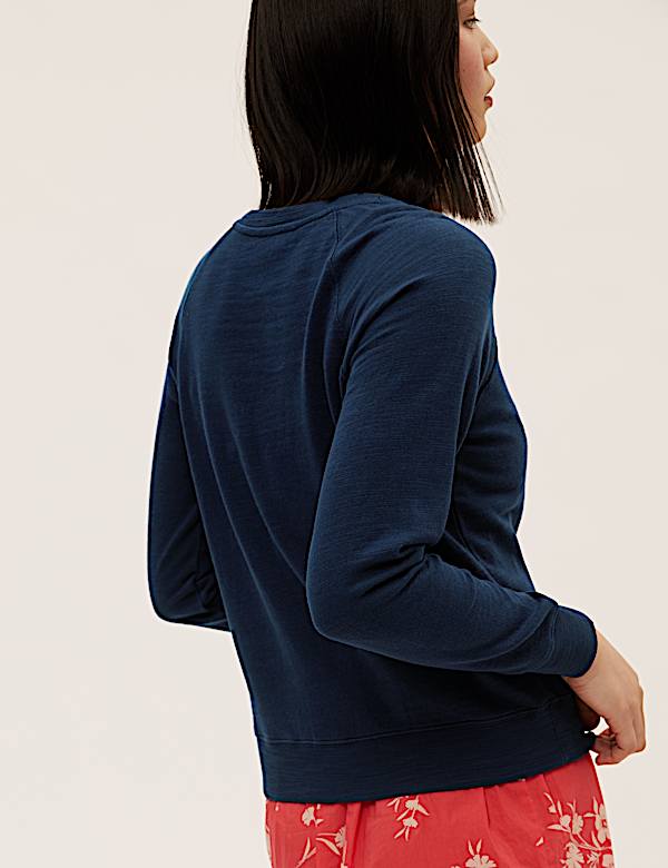 Pure Cotton Slogan Long Sleeve Sweatshirt