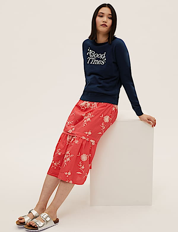 Pure Cotton Slogan Long Sleeve Sweatshirt