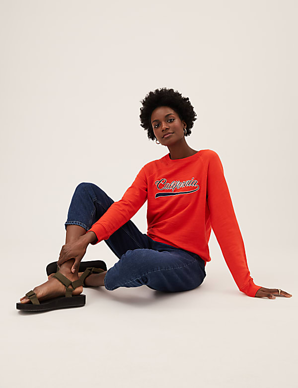 Pure Cotton Slogan Long Sleeve Sweatshirt