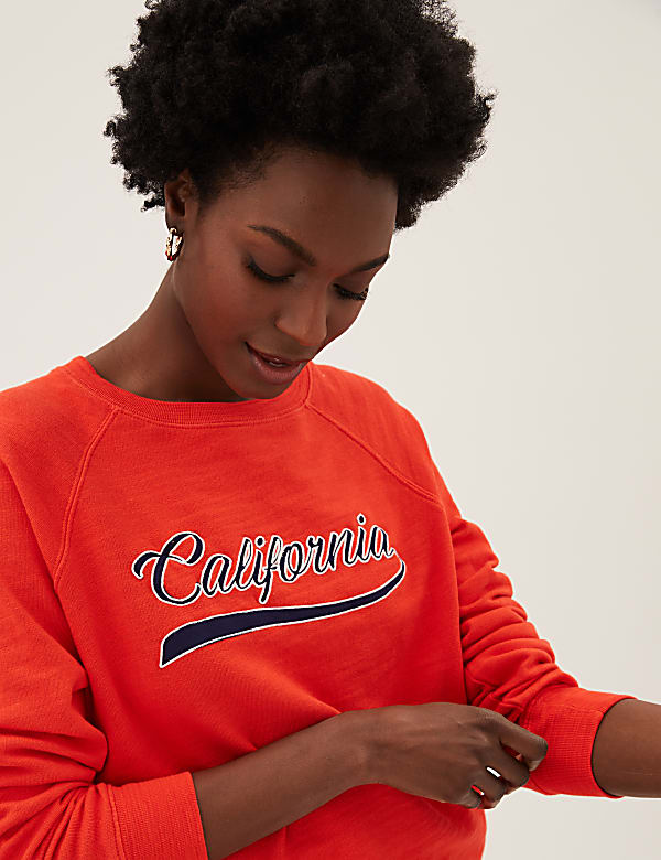 Pure Cotton Slogan Long Sleeve Sweatshirt